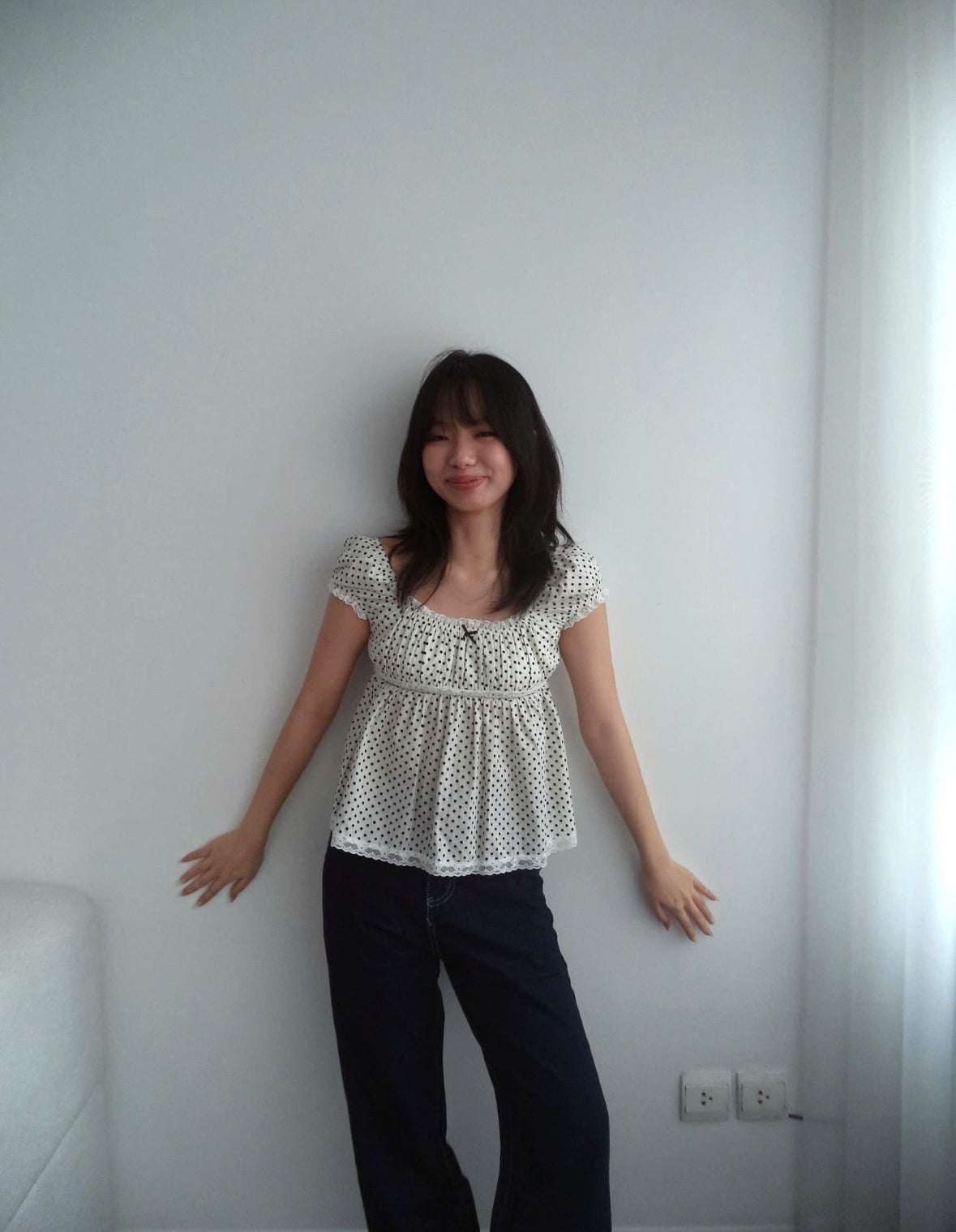 Polka Dot Babydoll Top
