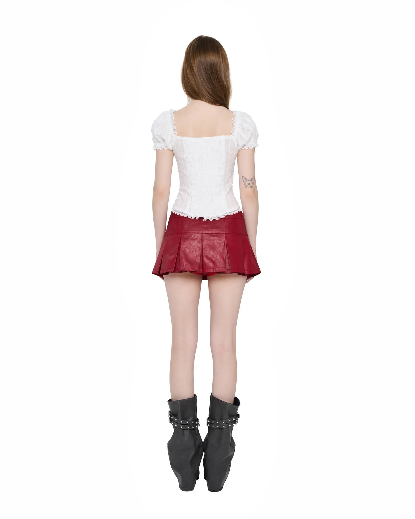 Red Pleaded Skirt