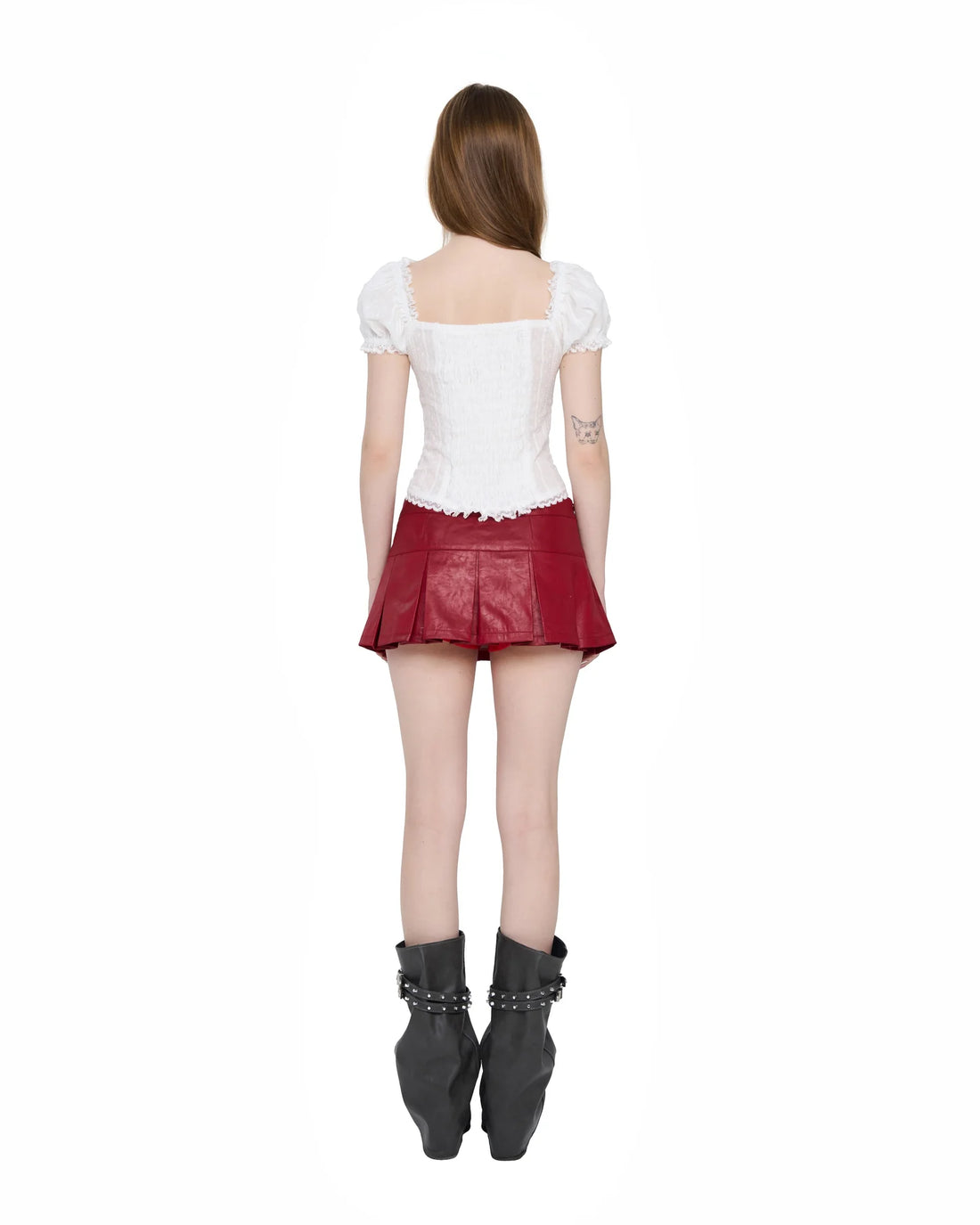 Red Pleaded Skirt